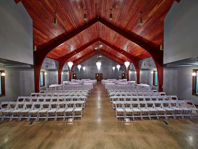 STUDIO A - Ceremony & Reception Combo Seating for 144 guests.